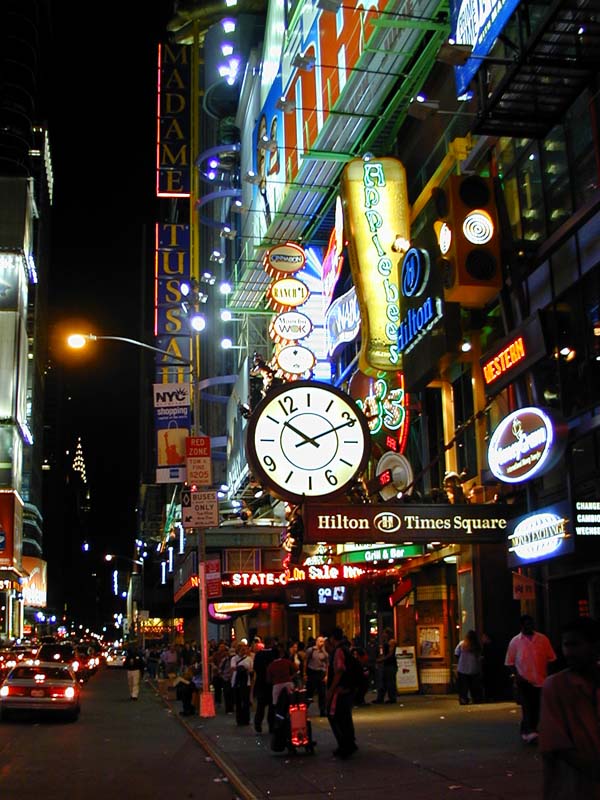 new york city times square at night. night. Hilton Times Square