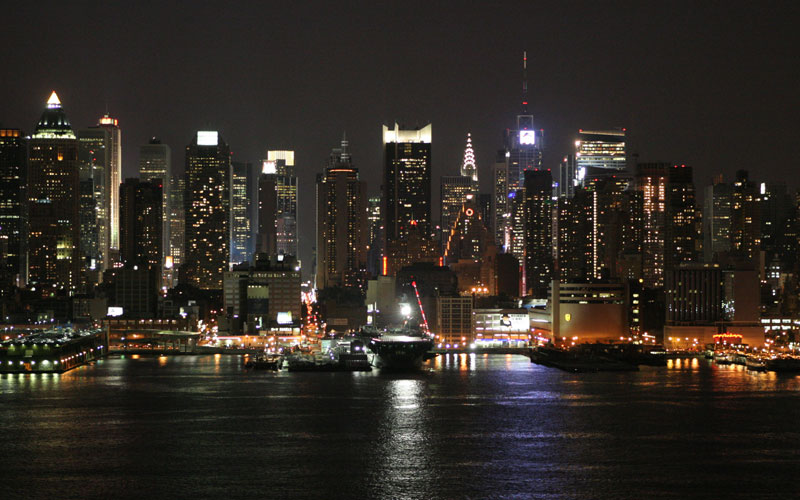 New York skyline at night a view from Weehawken 6 August 2005