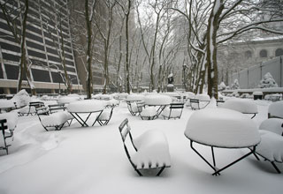 Snow in Bryant Park