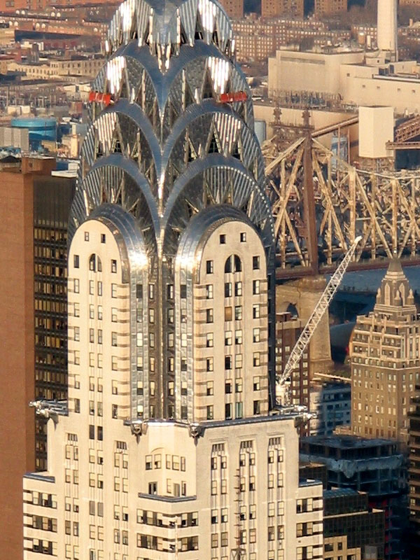 The view on the Chrysler Building from the 86th floor observatory of the 