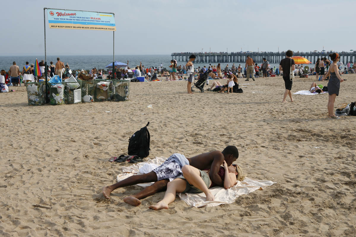 Interracial love on Coney Island Beach