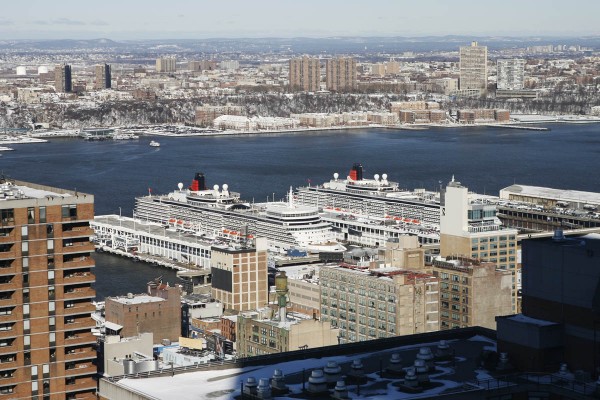 Cunard's Queen Elizabeth and Queen Victoria at Manhattan Cruise Terminal